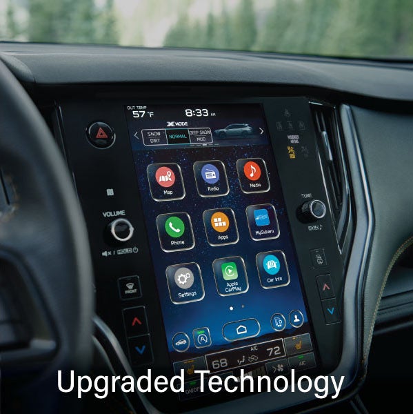 An 8-inch available touchscreen with the words &ldquo;Ugraded Technology&ldquo;. | LaFontaine Subaru in Commerce Township MI