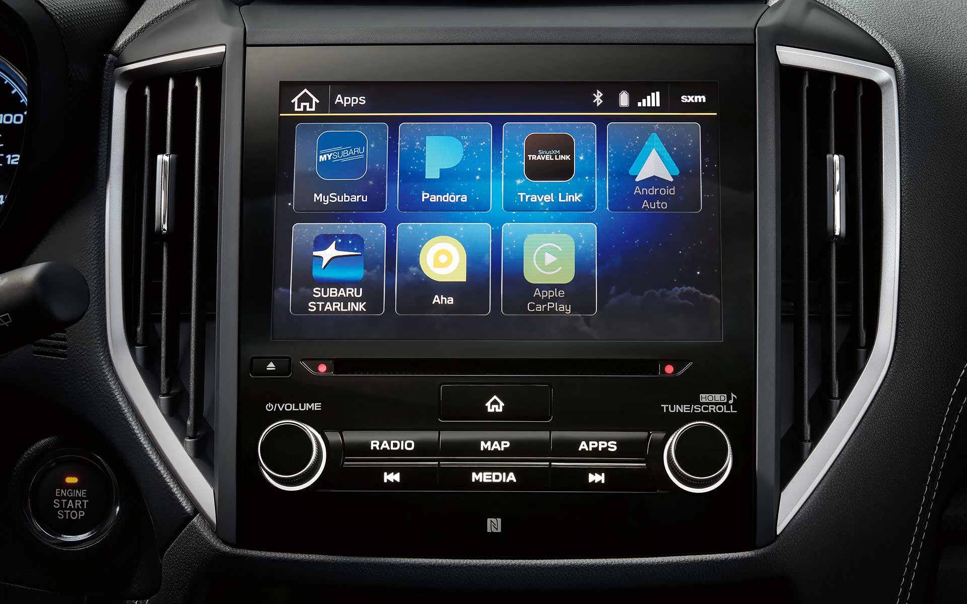 A close-up of the SUBARU STARLINK Multimedia touchscreen on the 2022 Forester. | LaFontaine Subaru in Commerce Township MI